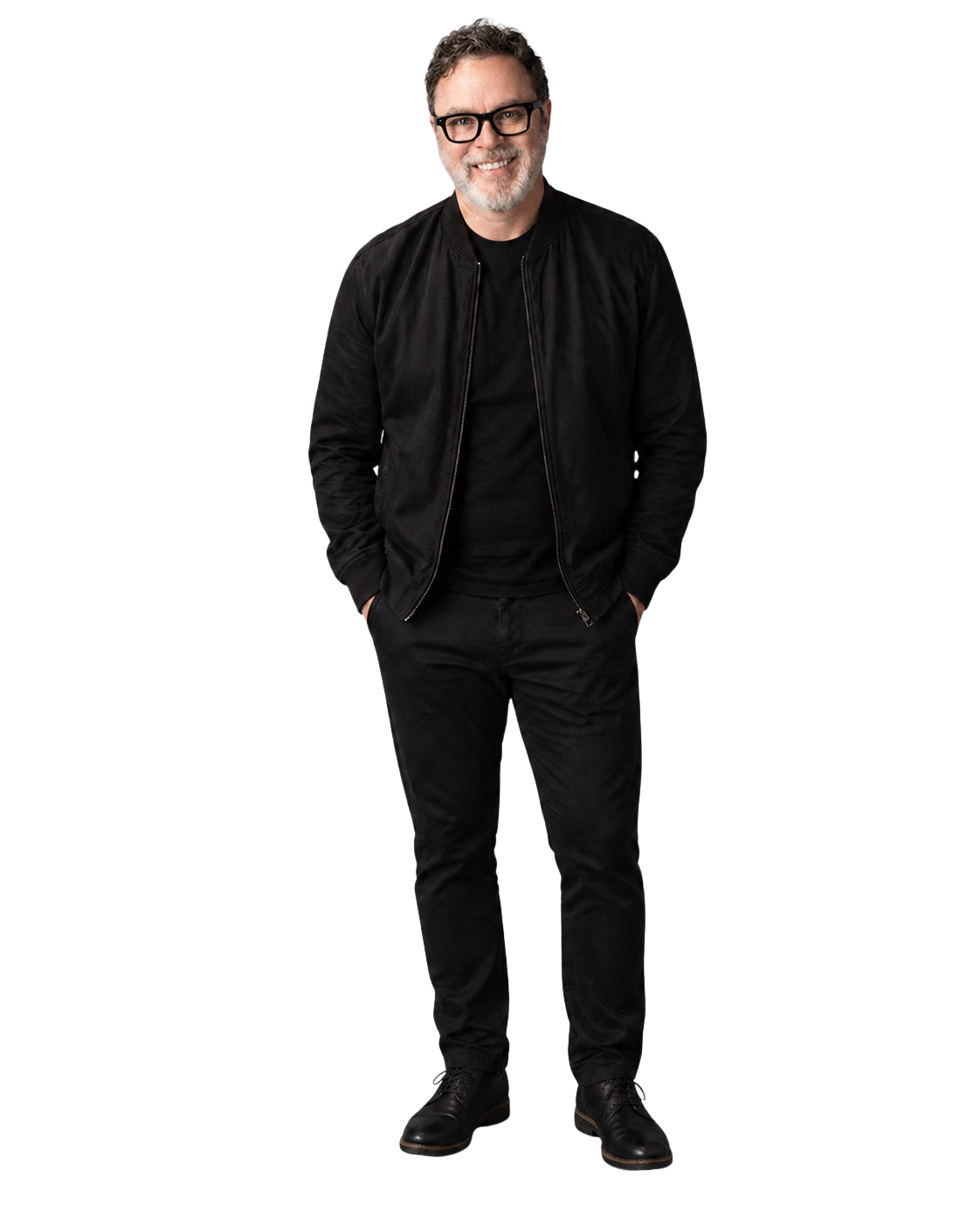James standing in black clothing